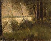 Georges Seurat Grassy Riverbank Spain oil painting artist